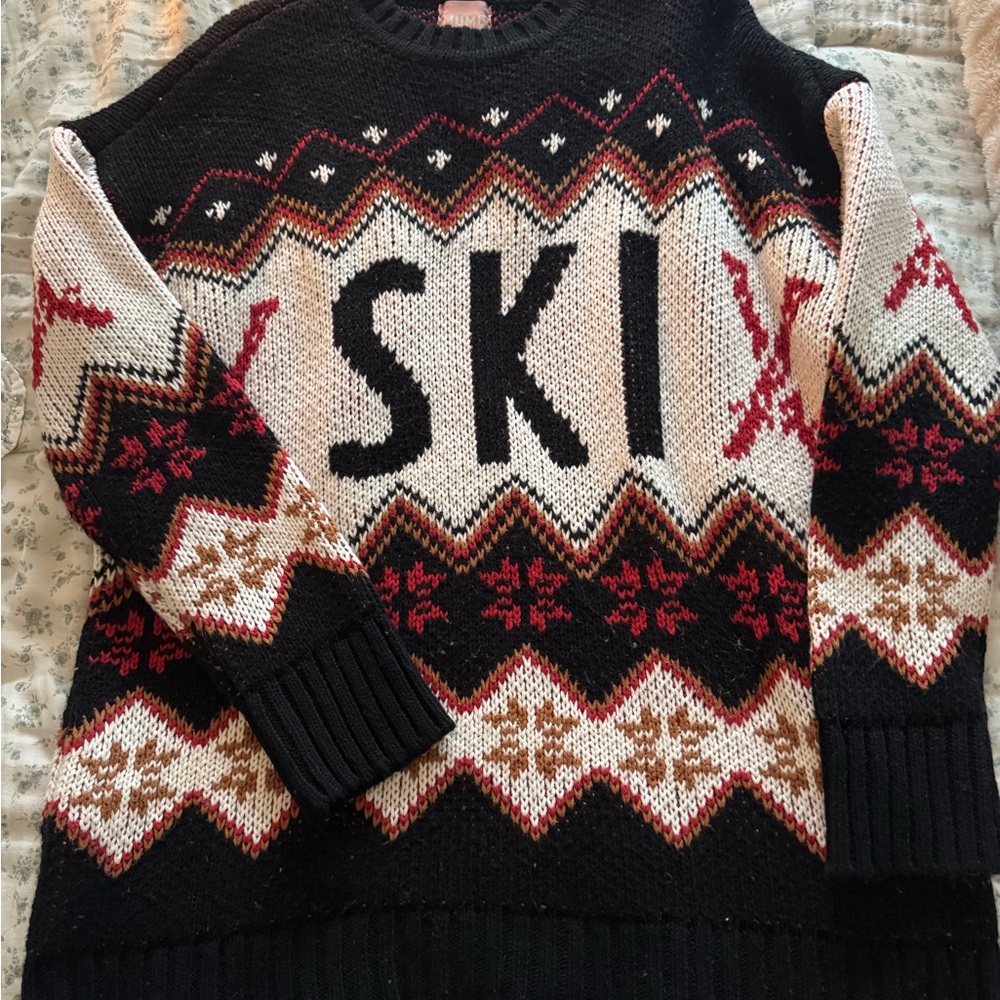 Show Me Your MuMu Black and Red Ski Sweater